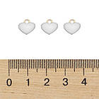 Кулон Серце, Латунь, емальований, Стійке Покриття Золото 18К, Колір: Білий, Розмір: 10х9х2мм, 1 упаковка, фото 3