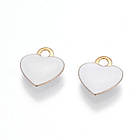 Кулон Серце, Латунь, емальований, Стійке Покриття Золото 18К, Колір: Білий, Розмір: 10х9х2мм, 1 упаковка, фото 5