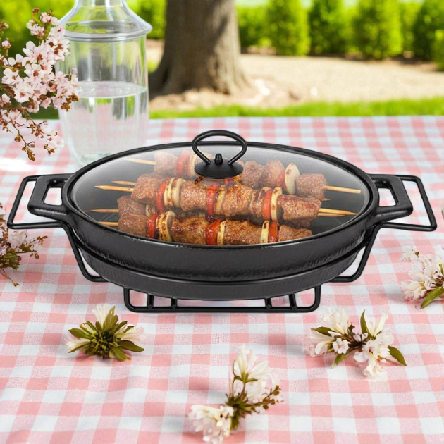 Марміт керамічний Kamille овальний 3,5 л. з підставкою KM-6430