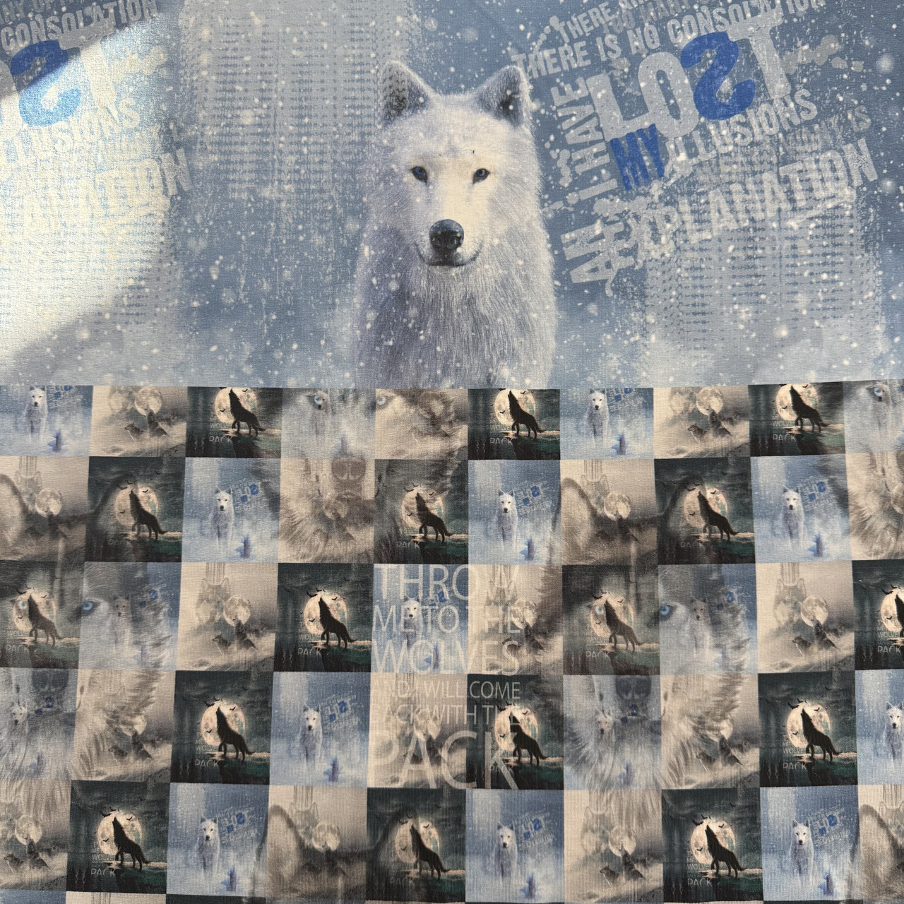 Панель з викрійкою шапки та снуда, блакитний вовк, фото 1