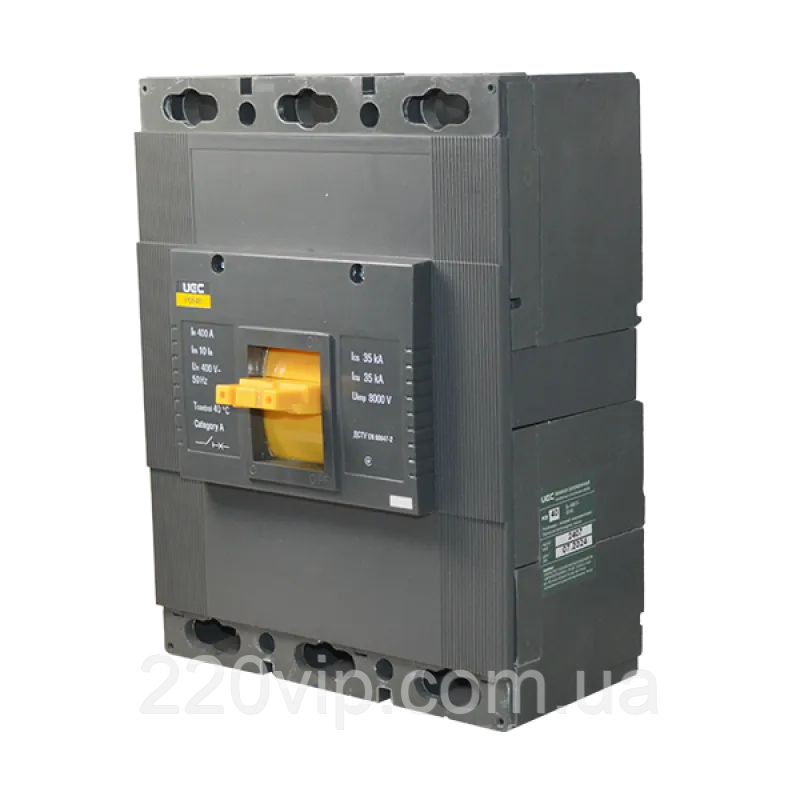 Автоматичний вимикач UEC PCB40 3P 500A 35 кА, MCCB-PCB-40-3-0500 Силовий УЕК, автомат корпусний щитовий, фото 1