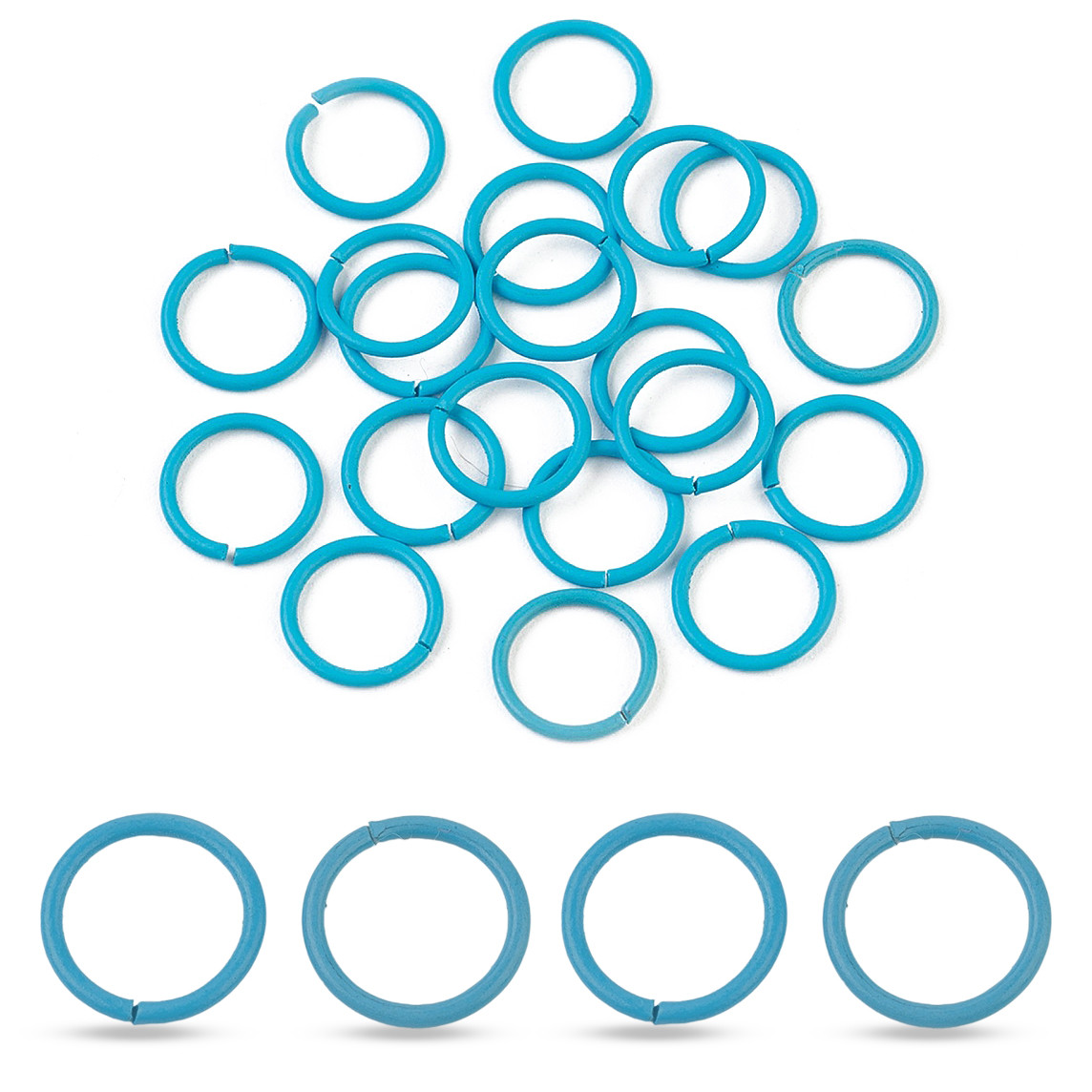 Колечки одинарні, Залізні, Роз'ємні, Непаяні, Колір: Блакитний, Розмір: 10х1мм, Внутрішній Діаметр 8 мм, 20 шт, фото 1