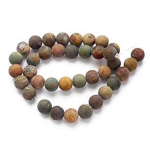 Бусини Натуральна Яшма Пікассо Круглі, 10 мм, Отвір 1 мм, приблизно 36 шт./36 см/нитка, (УТ100030094)