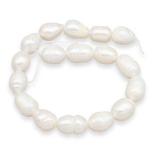 Перли Натуральний Пресноводний, Рис, Колір: Перламутровий, 6.5-7.5х6.5-15 мм, Відв-тіє 0.8 мм, 1 нить