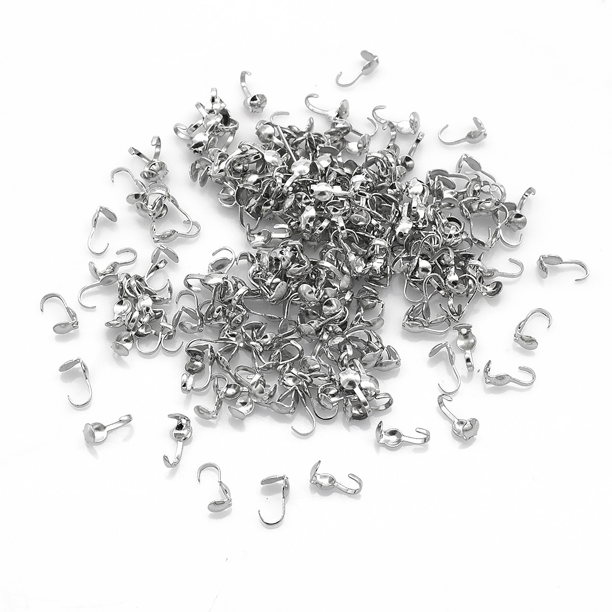 Калоти Залізо, Затискачі-концевики, Колір: Платина, Розмір: 9х3мм, Внутрішній Діаметр 3 мм, Отвір 1.5 мм, 20 г, фото 1