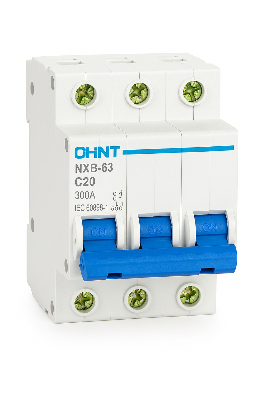 Автоматичний вимикач постійного струму CHINT NXB-63 3P 20A, фото 1