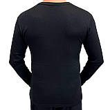 Зимовий чоловічий лонгслів термо кофта базова бавовна рубчик з флісовим начосом Чорний, фото 2