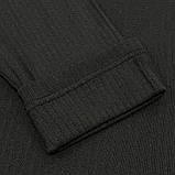 Зимовий чоловічий лонгслів термо кофта базова бавовна рубчик з флісовим начосом Чорний, фото 4