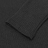 Зимовий чоловічий лонгслів термо кофта базова бавовна рубчик з флісовим начосом Чорний, фото 5