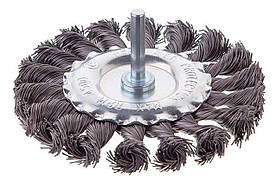 Щітка дискова на дриль Intertool 100 мм плетені стрижень 6 мм (BT-8100)