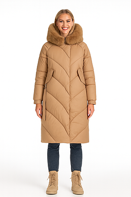 Жіноча зимова довга куртка мокко (WKL1)