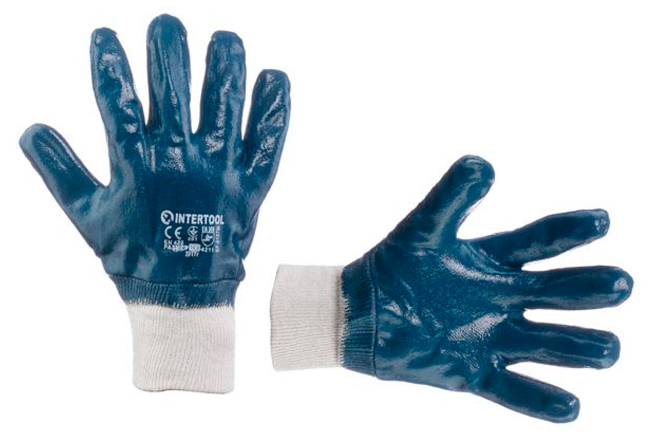 Рукавички Intertool Мастило-бензостійкі з м'яким манжетом 10.5" 6шт (SP-0137W) (120 шт.), фото 1