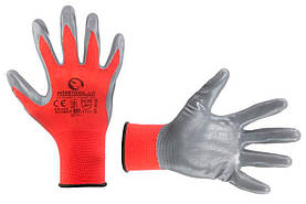 Рукавички Intertool з нітрилові покриттям 10" (червоно-сіра) (SP-0124) (12 шт.)