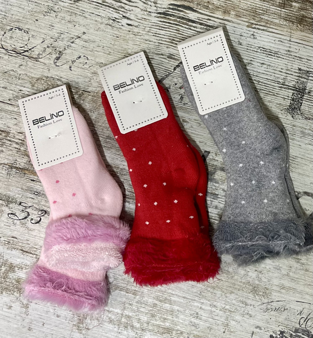 Махрові шкарпетки для дітей із пухнастим закотом, фото 1