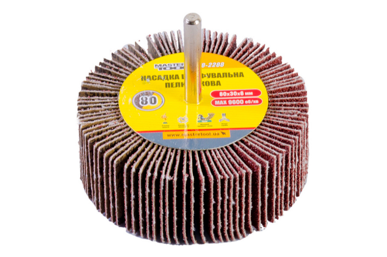Круг пелюстковий в оправці Mastertool 80 х 30 мм Р80 (08-2288), фото 1