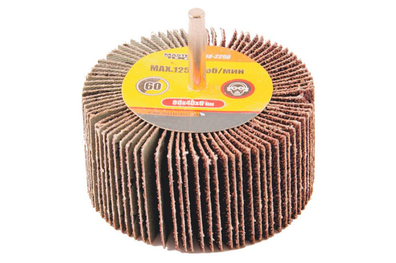 Круг пелюстковий в оправці Mastertool 80 х 40 мм Р60 (08-2296), фото 1