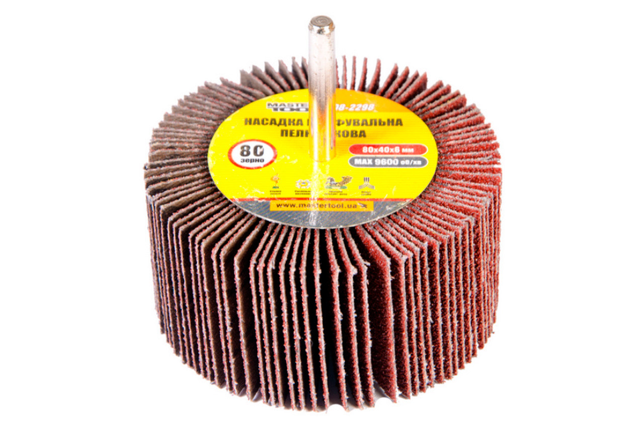 Круг пелюстковий в оправці Mastertool 80 х 40 мм Р80 (08-2298), фото 1
