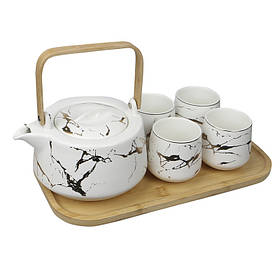 Чайний сервіз No Brand Мармурова розкіш 6 предметів White 13155-83922
