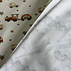 Відріз двонитки іграшкові поїзди на кремовому фоні, фото 2