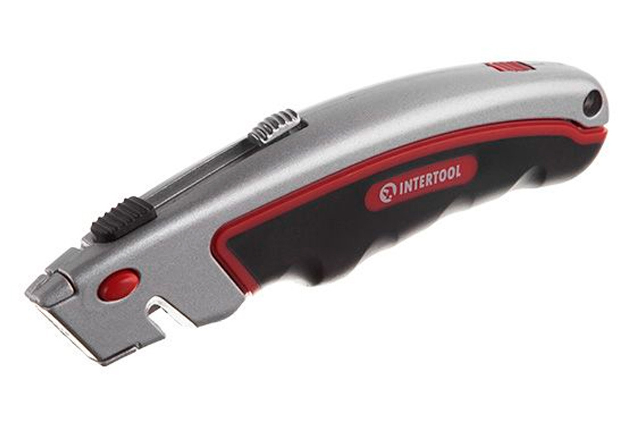 Ніж Intertool трапецієподібний металевий прогумований (HT-0516), фото 1