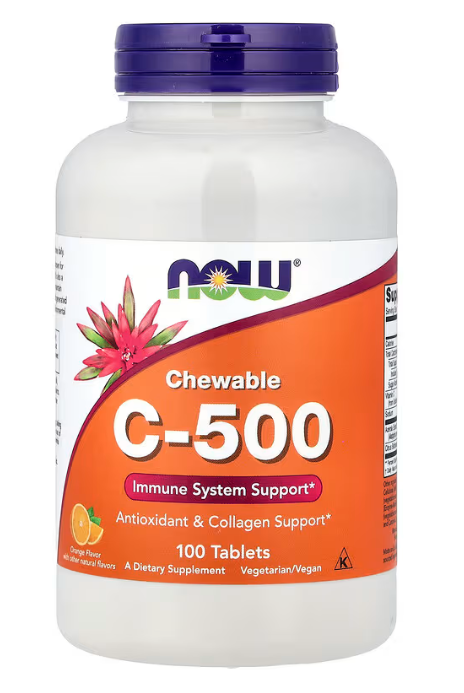 Vitamin C-500 Chewable Orange Now Foods 100 таблеток, фото 1