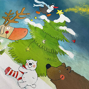 Панель новорічна лось/ведмідь/ялинка 63*87см