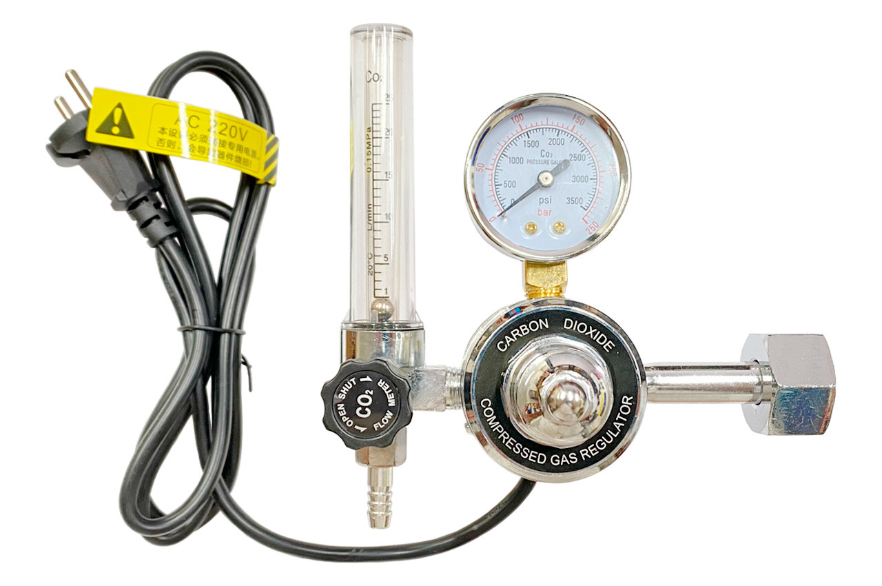 Редуктор аргоновий + вуглекислотний AR/CO2 ATF 2-в-1 x 25МПа з ротаметром та підігрівом хром (ATF-110), фото 1