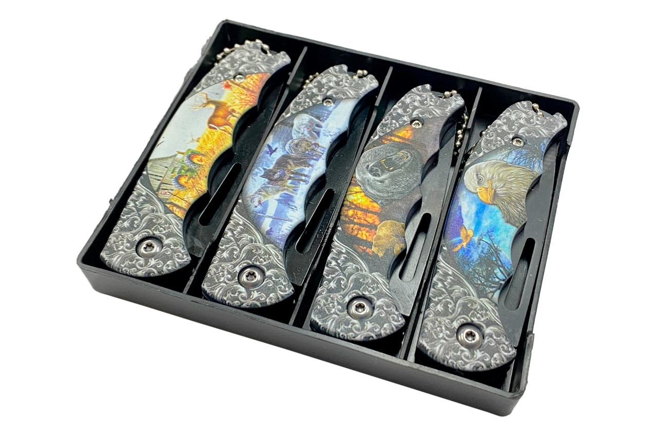 Ніж універсальний з малюнком "Тварини" 90мм складний (122502) (4 шт.), фото 1