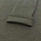 Зимовий чоловічий лонгслів термо кофта бавовна базова рубчик з флісовим начосом Хакі, фото 4