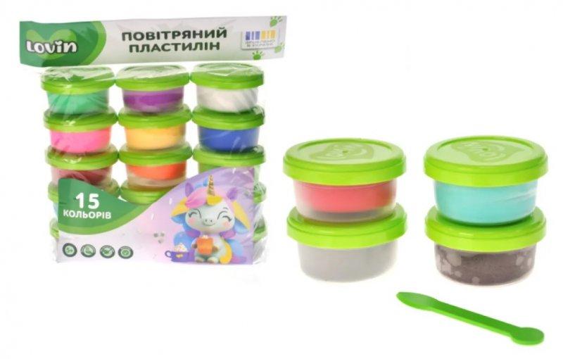 Набір для ліплення "Lovin" з повітряним пластілином в стаканчиках 15кольор.№7000219(7), фото 1