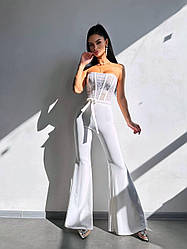 Жіночий комбінезон із мереживним корсетом і брюками-кльош Db6185