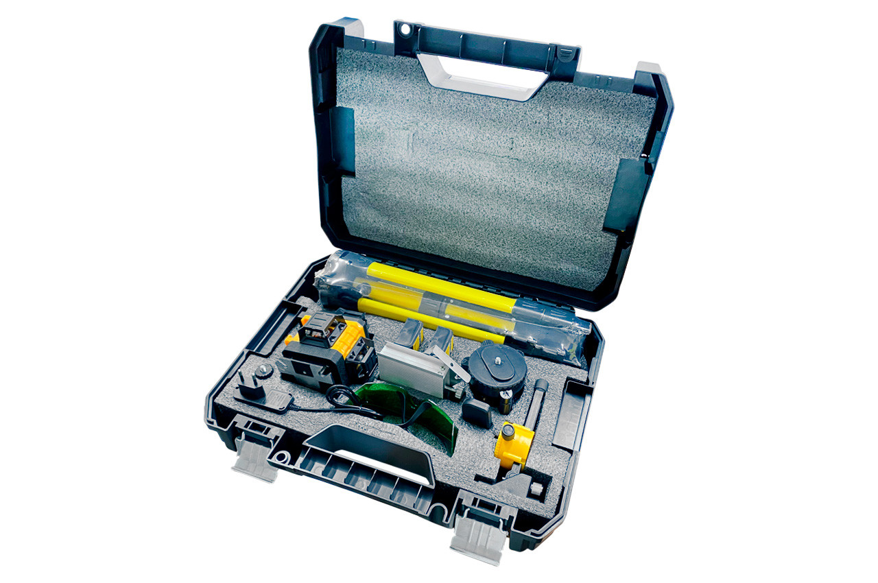 Набір рівень лазерний 360° x 3 головки х 2 акумулятора з триногою і пультом керування (S-VEN-1240), фото 1