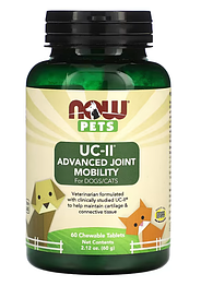 Pets UC-II Advanced Joint Mobility for Dogs/Cats Now Foods Pets 60 жувальних таблеток