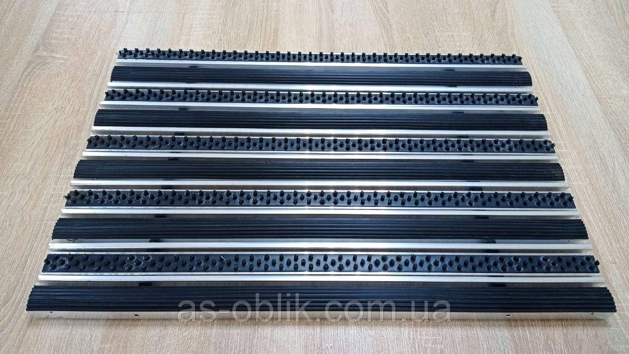 Решітка придверна брудозахисна Льон гума+скребок+щітка+скребок 60х40 см