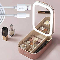 Косметичка дорожня з LED дзеркалом GT-245 / Косметичка з дзеркалом і підсвічуванням / Органайзер-кейс для косметики