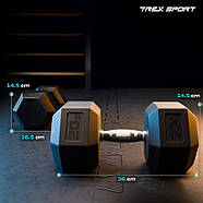 Гантеля шестигранна прогумована TX-200RD Trex Sport 20 кг, фото 2