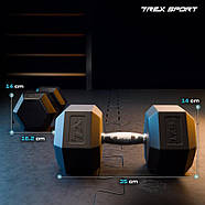 Гантеля шестигранна прогумована TX-175RD Trex Sport 17,5 кг, фото 2