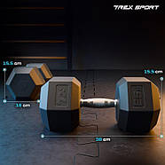 Гантеля шестигранна прогумована TX-250RD Trex Sport 25 кг, фото 2