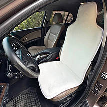 Хутряний універсальний чохол - накидка на переднє сидіння авто з овчини (Еко-хутро) білаа, фото 5