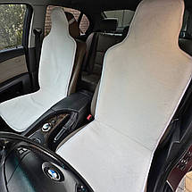 Хутряні універсальні чохли - накидки на передні сидіння авто з овчини (Еко-хутро) білі, фото 5