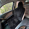 Хутряний універсальний чохол - накидка на переднє сидіння авто з овчини (Еко-хутро) чорна, фото 7
