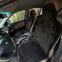 Хутряні універсальні чохли - накидки на передні сидіння авто з овчини (Еко-хутро) чорні, фото 5