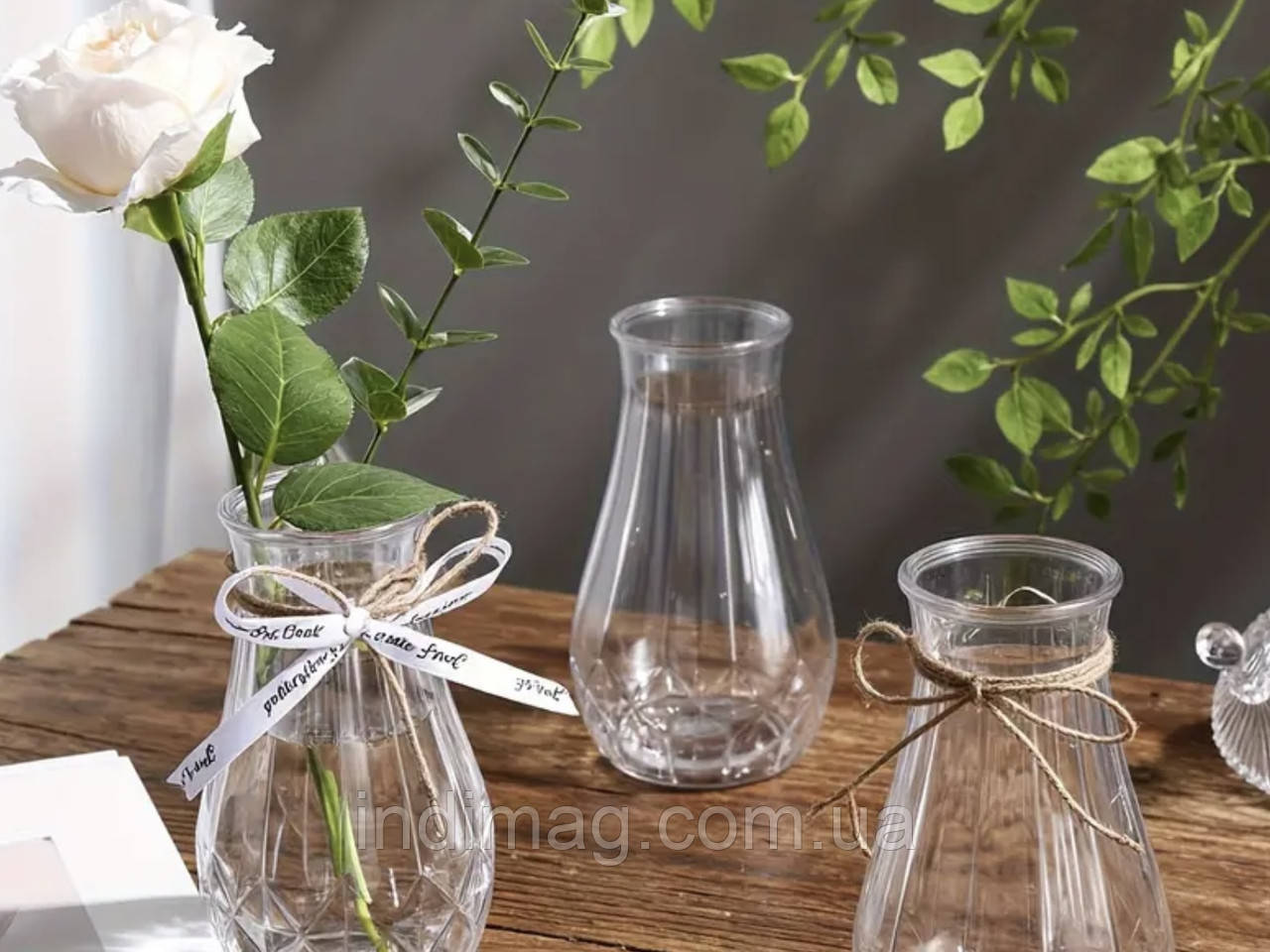 Міні-ваза для штучних квітів, інтер'єрна, пластик, висота 15 см, ширина 6 см, фото 1