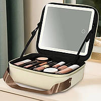 Дорожня косметичка з підсвічуванням (27,5х24,5х8см) / Косметичка з дзеркалом / Кейс косметичка
