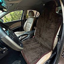 Хутряний універсальний чохол - накидка на переднє сидіння авто з овчини (Еко-хутро) коричнева, фото 5