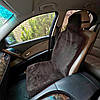 Хутряний універсальний чохол - накидка на переднє сидіння авто з овчини (Еко-хутро) коричнева, фото 6