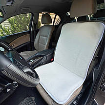 Хутряна універсальна накидка - чохол на переднє сидіння авто з овчини (Еко-хутро) білий, фото 5