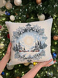 Наволочка Новорічна “Зимова казка” 45х45 см двостороння гобеленова, фото 2