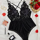 Жіночий боді Камілла мереживом напівпрозорий сіточкою еротичний з глибоким декольте та відкритим доступом M, фото 8