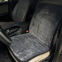 Хутряна універсальна накидка - чохол на переднє сидіння авто з овчини (Еко-хутро) сірий, фото 5
